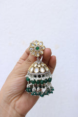 Kundan Cone Beaded Jhumkas (Multiple colors available)