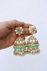 Kundan Cone Beaded Jhumkas (Multiple colors available)