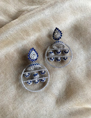 AD Blue Jhumka Chandelier Earrings