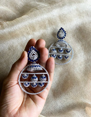 AD Blue Jhumka Chandelier Earrings