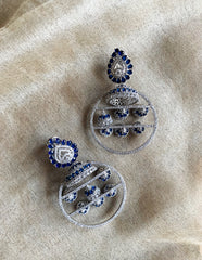 AD Blue Jhumka Chandelier Earrings