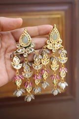 Beaded Kundan Diya Danglers