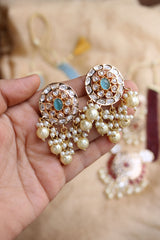 Kundan Beaded Rose Tone Short Necklace