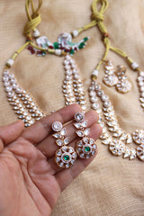 2 Layer Flower Kundan Short Set