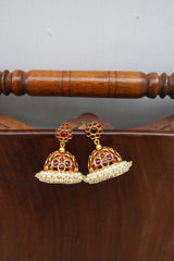 Ruby Circles Pearl Jhumkas