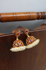 Ruby Circles Pearl Jhumkas