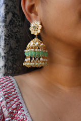 Kundan Cone Beaded Jhumkas (Multiple colors available)