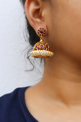Ruby Circles Pearl Jhumkas