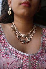 2 Layer Flower Kundan Short Set