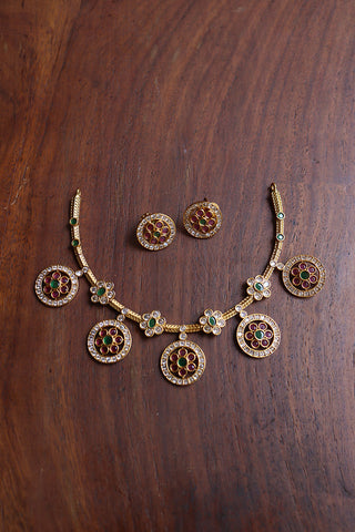 Matte Circles Flower Necklace Set