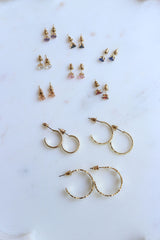 Set of 10 Stone Hoop Earrings 1