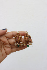 92.5 Silver Peacock Emerald Studs
