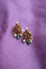 92.5 Silver Peacock Emerald Studs