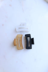 Set of 3 Rectangle Muted claw Clips