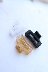 Set of 3 Rectangle Muted claw Clips