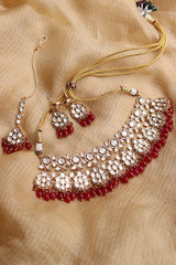 Ruby Kundan Choker Set with Teeka