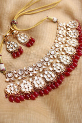 Ruby Kundan Choker Set with Teeka