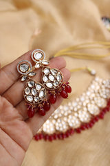 Ruby Kundan Choker Set with Teeka