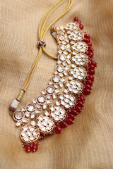 Ruby Kundan Choker Set with Teeka