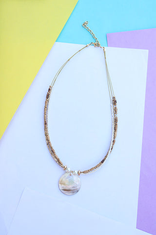 Bead Shell Pendant Necklace