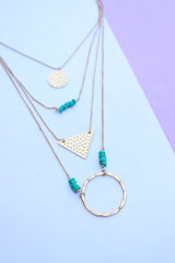 Turquoise 4 Layer Shapes Necklace