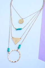 Turquoise 4 Layer Shapes Necklace