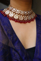 Ruby Kundan Choker Set with Teeka