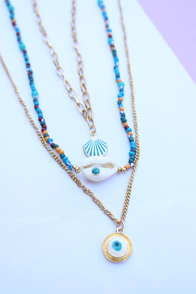 Evil Eye Shell set of 3 Chains – zahana