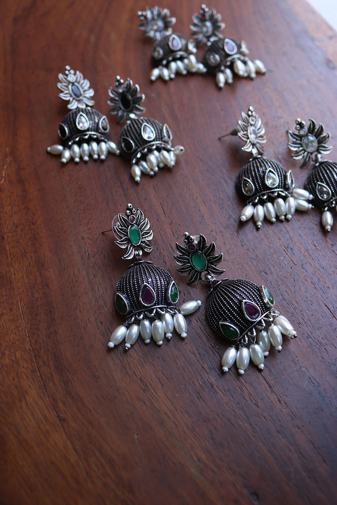 Classic Flower Silver Color Turkish Indian Jhumka Earrings Women's Vintage  Peacock Flower Beads Tassel Earrings Oorbellen - Dangle Earrings -  AliExpress