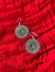 92.5 Silver Intricate Flower Drops