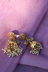 92.5 Silver Peacock Pearl Jhumkas