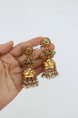 92.5 Silver Peacock Pearl Jhumkas