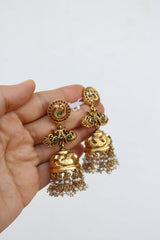 92.5 Silver Peacock Pearl Jhumkas