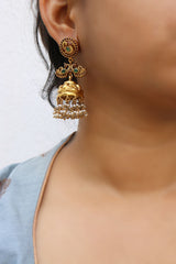 92.5 Silver Peacock Pearl Jhumkas