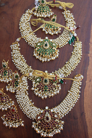 Cluster Pearls Kundan Short set