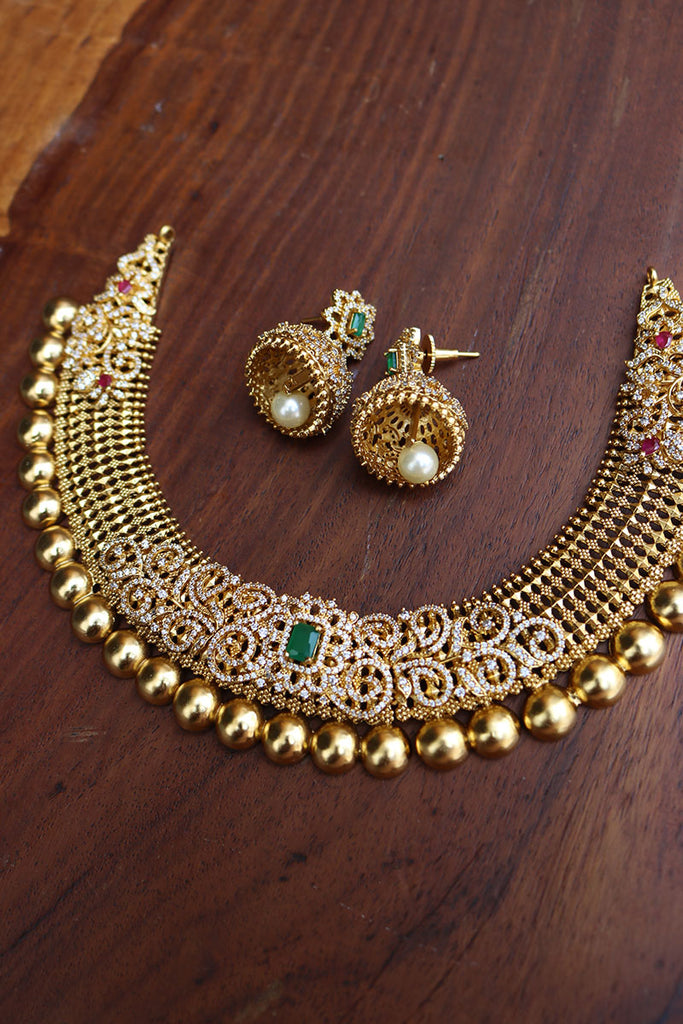 Exquisite AD Jali Necklace Set