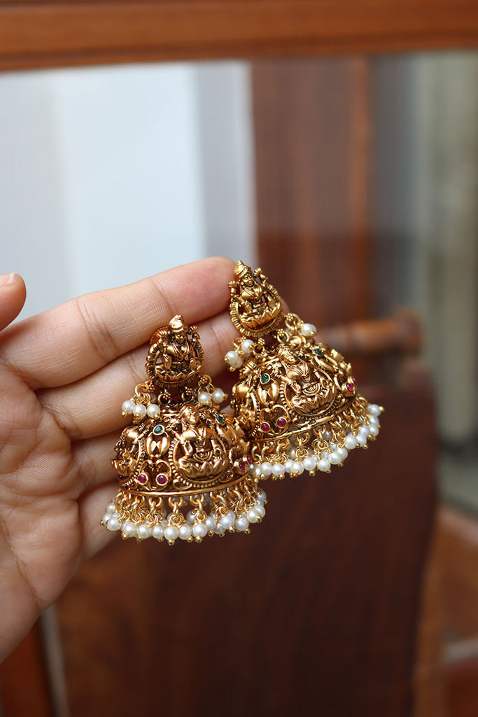 Buy Latest One Gram Gold Flower Design Medium Size Jhumkas Designs