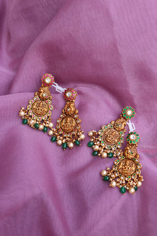 92.5 Silver Kundan Lakshmi Chaandbalis