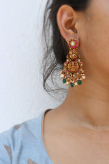 92.5 Silver Kundan Lakshmi Chaandbalis