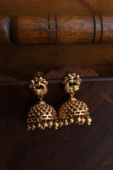 Peacock Matte Gold Dot Jhumkas