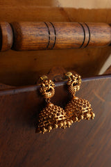 Peacock Matte Gold Dot Jhumkas