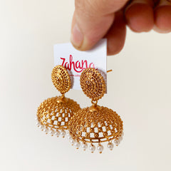 Matte Gold Dots Wide Jhumka