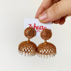 Matte Gold Dots Wide Jhumka