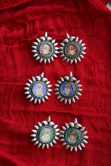 92.5 Silver Ganesha Spokes Studs