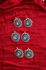 92.5 Silver Ganesha Spokes Studs