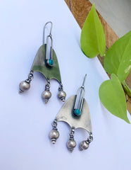 92.5 Silver Turquoise Bell Hook Earrings