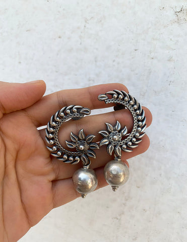 92.5 Silver Sun Paisley Earrings
