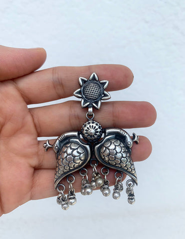 92.5 Silver Peacock Earrings