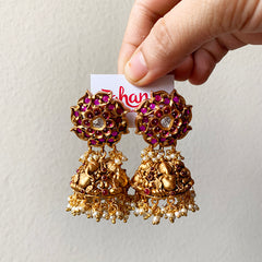 Ganesha Matte Flower Jhumkas