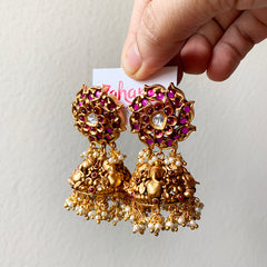 Ganesha Matte Flower Jhumkas